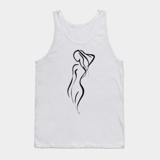 Stick figure woman in black ink Tank Top